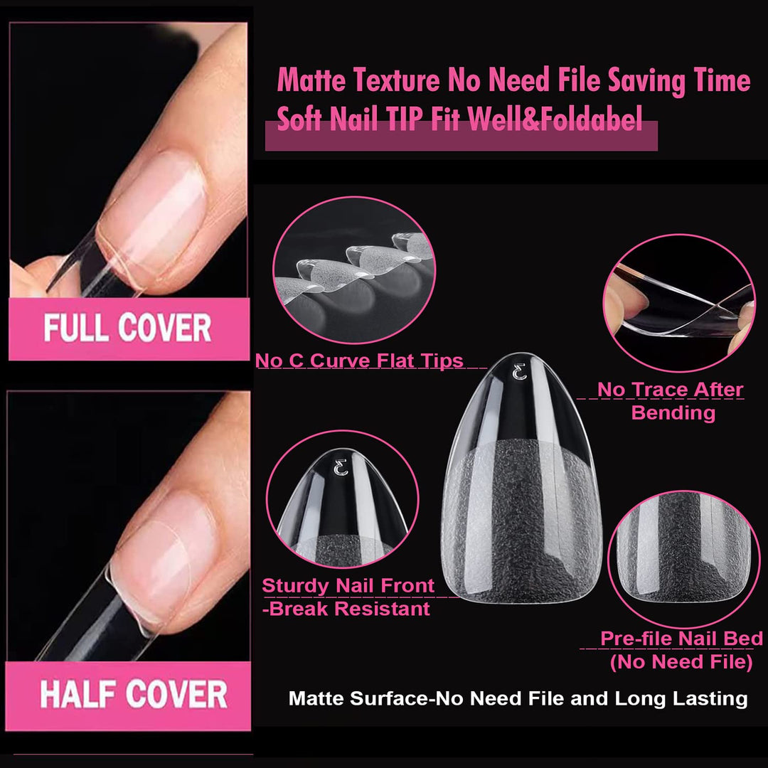 504Pcs Matte Soft Gel Toe Nail Tips | Full Cover for DIY Nail Extensions