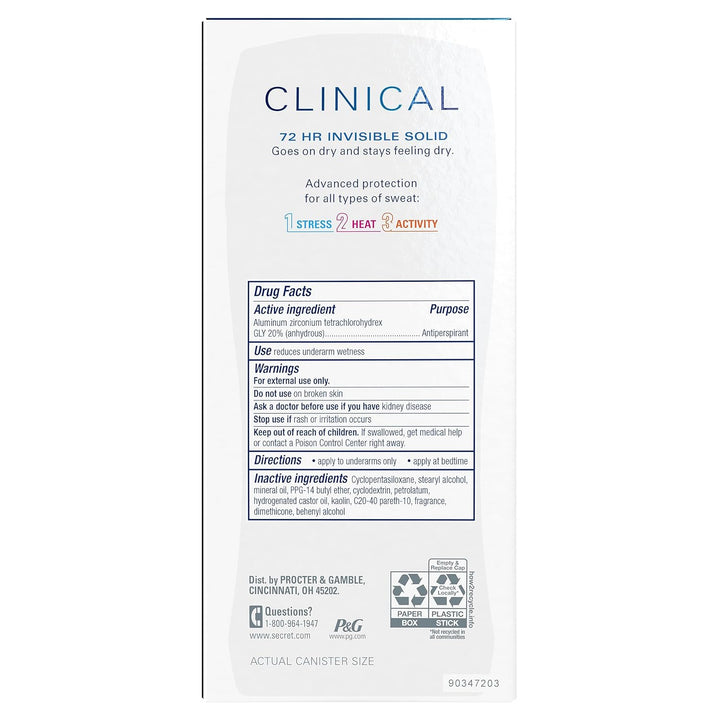 Secret Clinical Strength Antiperspirant | 72Hr Sweat & Odor Protection for Women