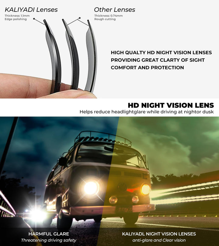KALIYADI Night Vision Glasses for Men, Lightweight Night Driving Glasses for Driving (Night Vision/Night Vision/Night Vision)