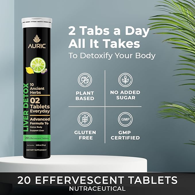 Auric Herbal Liver Support Supplement | Milk Thistle (Silymarin), Turmeric, Garlic, Ginger for Liver Health | Advanced Detox & Cleansing Formula for active Liver | 80 Tablets | Plant Based Gluten-Free