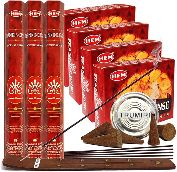 Frankincense Incense Sticks and Cone Incense Holder Variety Pack Bundle insence insense insienso