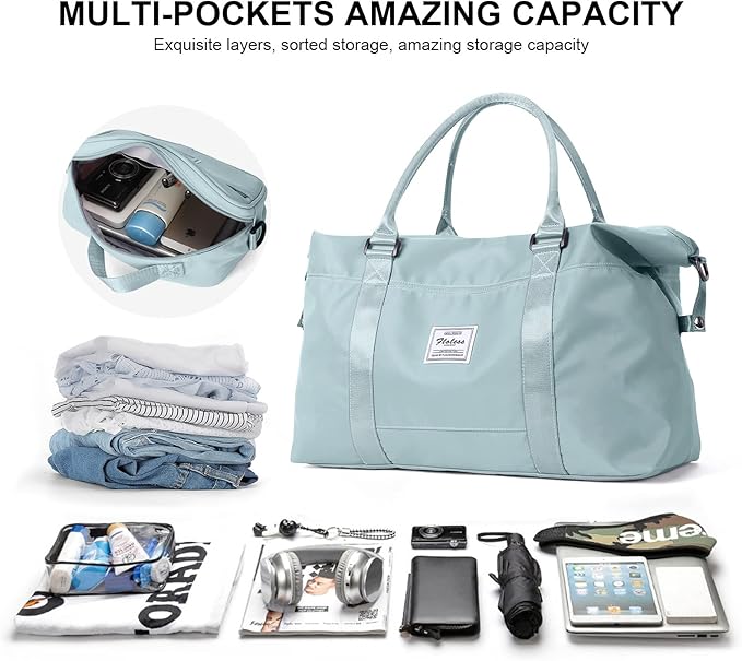 Travel Duffel Bag,Sports Tote Gym Bag,Shoulder Weekender Overnight Bag for Women
