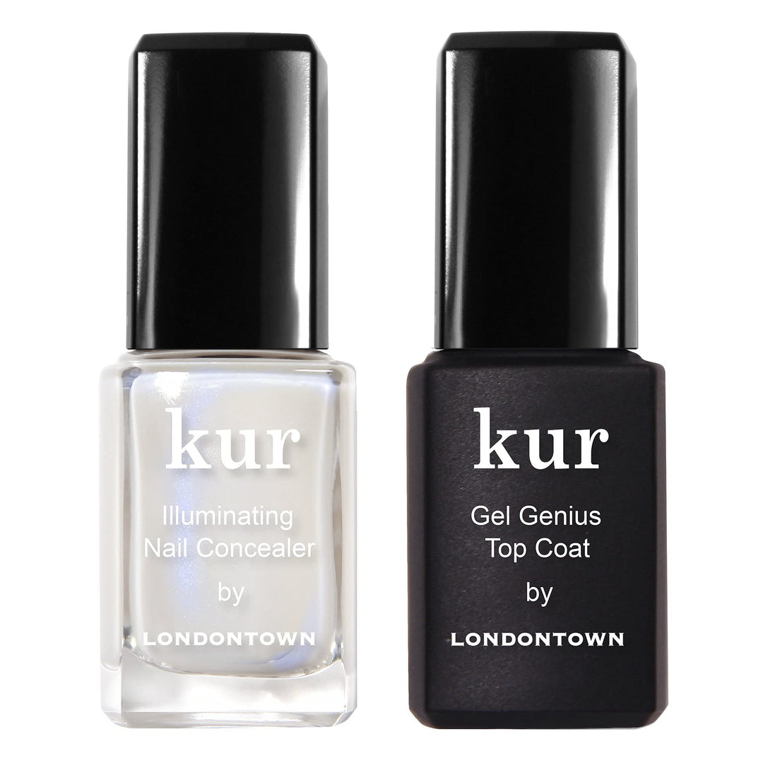 Londontown Kur Conceal & Go Duo Set, Includes Nail Illuminating Concealer & Gel Genius Top Coat, 0.4 Fl Oz, White