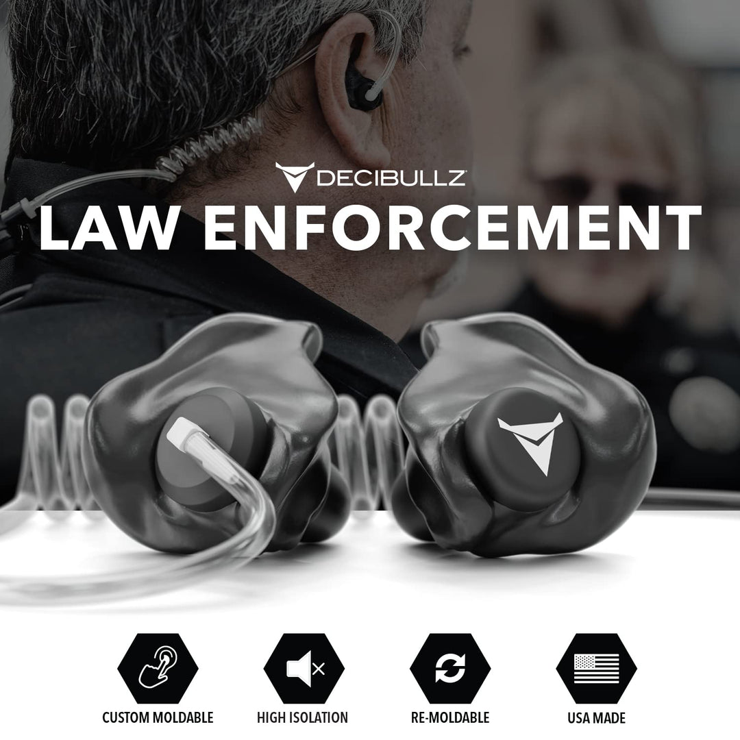 Decibullz Custom Molded Security Radio Surveillance Earpiece Set, Thermo-Fit Designed for Clear Acoustic Tube Radios, Isolation
