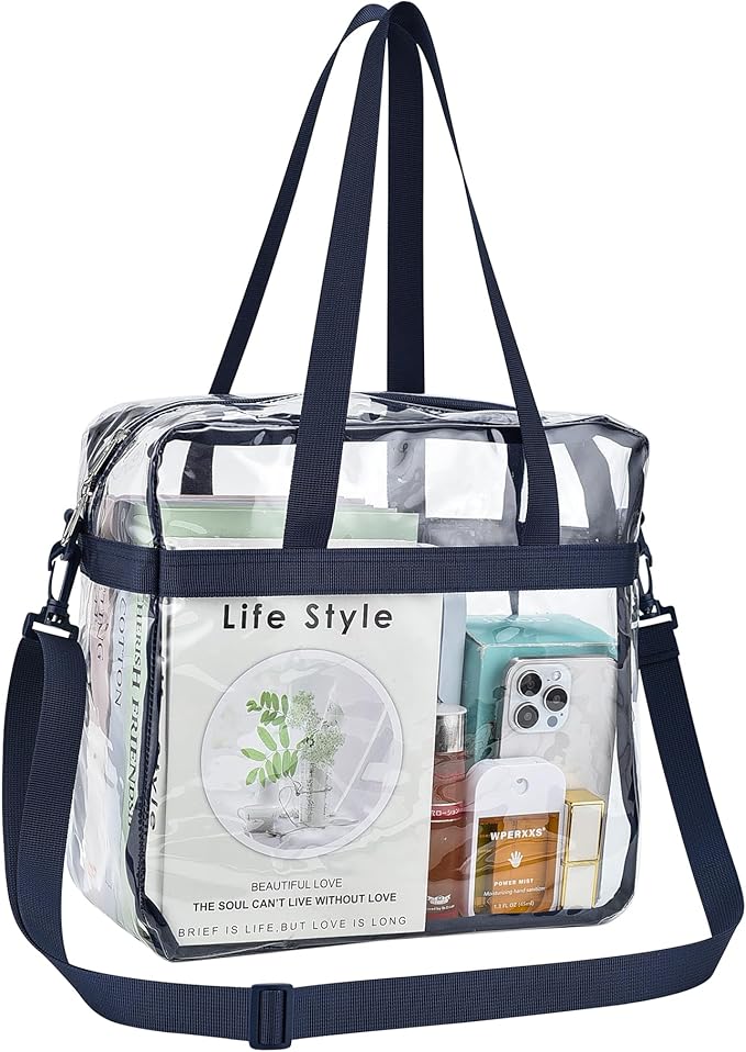 USPECLARE Clear Tote Stadium Approved, Security Travel & Gym Clear Bag for Work Sports Games Concerts