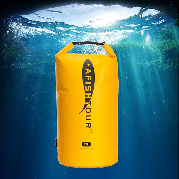 Waterproof Floating Dry Bag for Men Women - 12L Roll Top Sack Keeps Gear Dry with Shoulder Strap for Kayaking, Rafting, Boating, Swimming, Camping, Hiking, Beach, Fishing (Yellow)