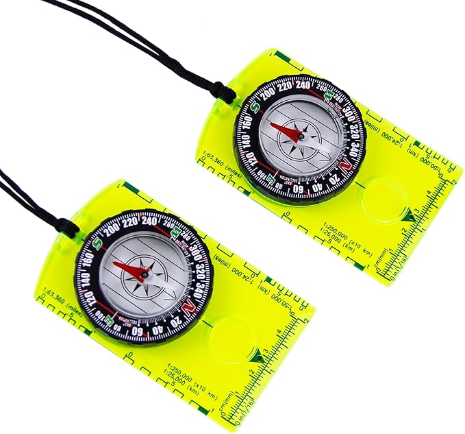 2 Pieces Orienteering Compass, Superior Hiking Survival Compass for Kids, Hiking Backpacking Compass Scouts Navigation Compass Waterproof Map Reading Compass for Outdoor Camping