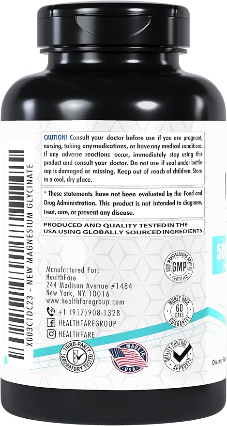 Magnesium Glycinate 500mg | 240 Veg Capsules | High-Absorption Chelated Magnesium | Gluten-Free | Non-GMO | Made in The USA
