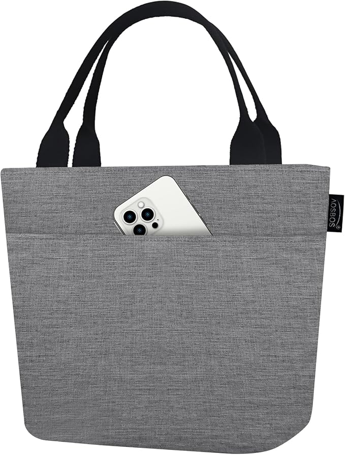 Aosbos Lunch Box for Women Lunch Bags for Adult Lunch Tote Bag Soft Cooler Bag Insulated Lunchbag Lunch Pail Lunch Kit Travel Tote Meal Prep Bento Bag Loncheras Para Mujer, Grey