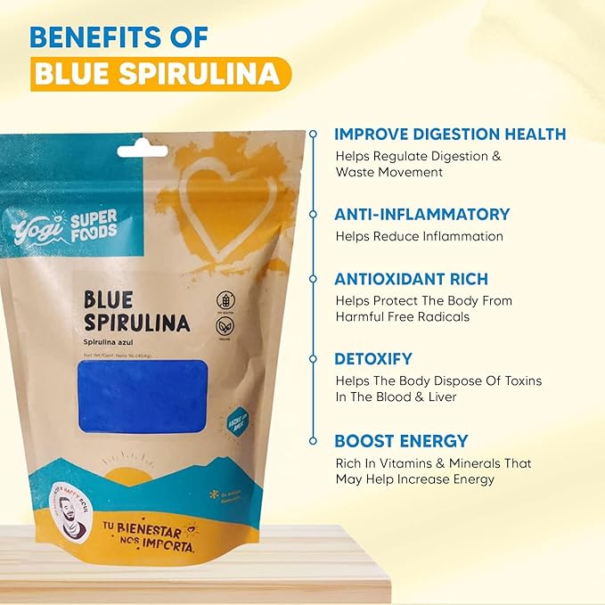 16oz Blue Spirulina Powder Made from Blue-Green Algae Extract - Superfood Plant, Rich Source of Protein, for Immune Support, Energy, Natural Food Coloring for Baking - 1lb Bag