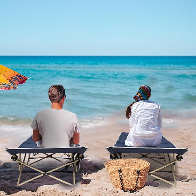 Wenqik 2 Pack 450lbs Max Load Camping Cot for Adults with Carry Bag Portable Folding Outdoor Sleeping Cot Heavy Duty Bed for Traveling Camp Military Office Nap Beach Home Lounging