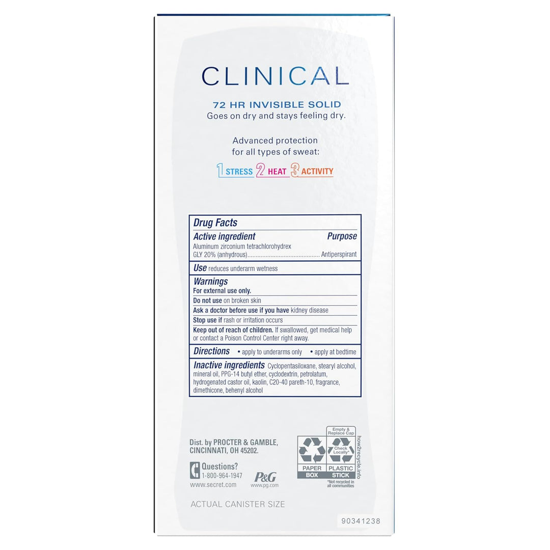 Secret Clinical Strength Antiperspirant | 72Hr Odor Protection | Clean Lavender