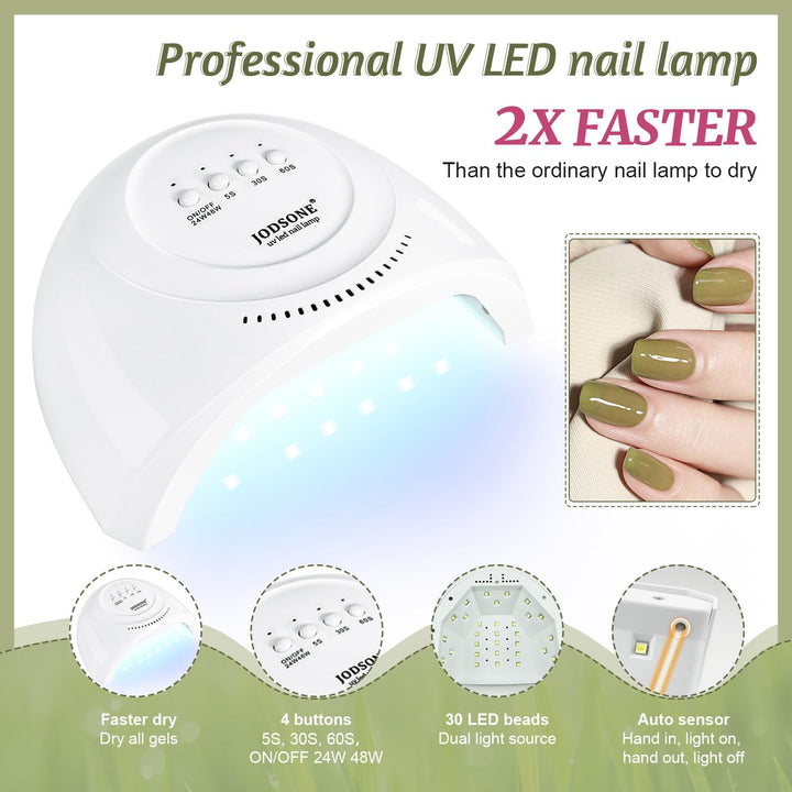 60 PCS Gel Nail Polish Kit | UV Light | Soak-Off Base & Top Coat | For Women