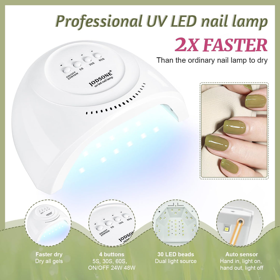 60 PCS Gel Nail Polish Kit | UV Light | 55 Beautiful Colors for Home & Salon