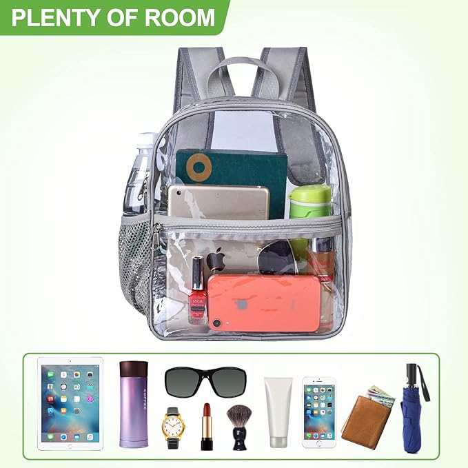 USPECLARE Clear Backpack for Stadium Approved 12×6×12, Water proof Clear Bag for Stadium Events and Concert Work Sport Event