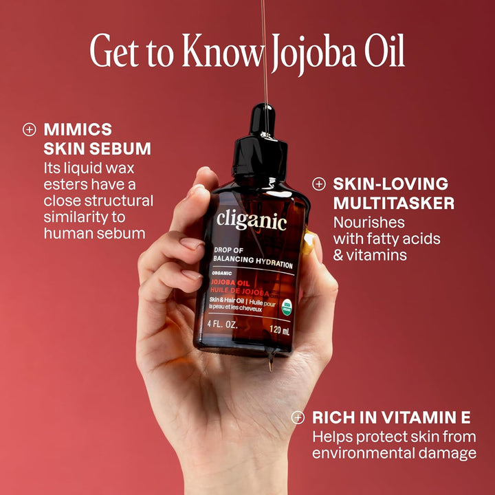 Cliganic 16 Oz Organic Jojoba Oil | 100% Pure Cold Pressed Carrier Oil
