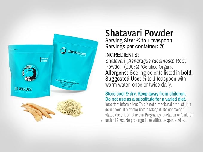 DR WAKDE'S Organic Shatavari Powder (Asparagus racemosa) - 500g (1.1lb) | Pure, Raw & Dried Powder | Ayurvedic Herb | Vegan | Nothing Added, Nothing Removed | Same Day Dispatch