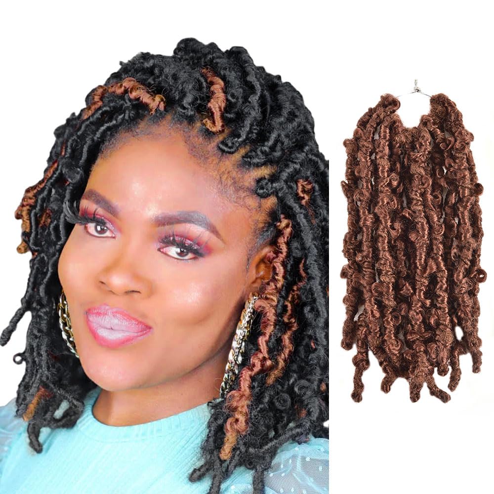 Niseyo Butterfly Locs Crochet Hair 12 Inch 1 Pack Pre-Looped Distressed Locs Crochet Braids (30#)