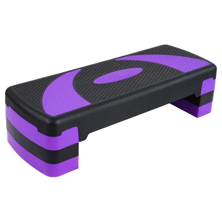 BalanceFrom 31-Inch Lightweight Portable Adjustable Height Workout Aerobic Stepper Step Platform Trainer, Black/Purple