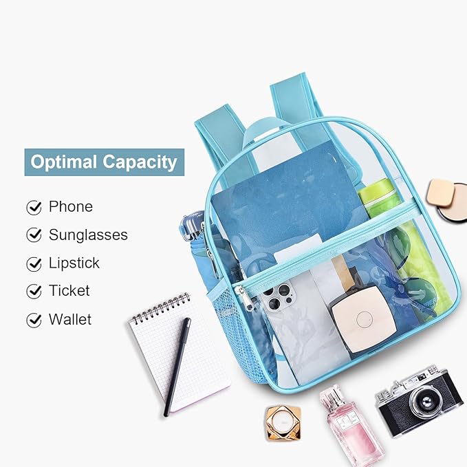 USPECLARE Clear Backpack for Stadium Approved 12×6×12, Water proof Clear Bag for Stadium Events and Concert Work Sport Event