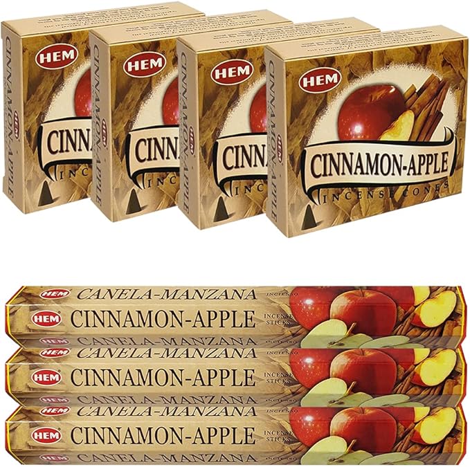 Cinnamon Apple Incense Sticks and Cone Incense Holder Variety Pack Bundle insence insense insienso