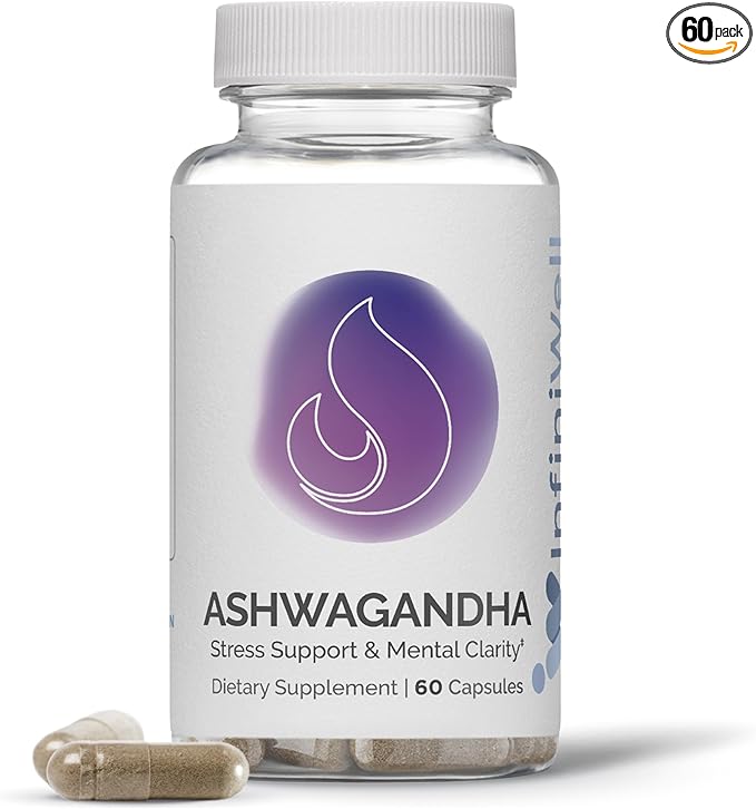 Ashwagandha for Mental Clarity and Well-Being, 60 Capsules (30-Day Supply), Adaptogenic Herbal Supplement with 1300 MG Ashwagandha