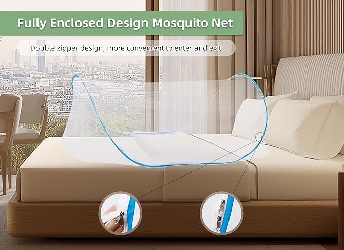 78 * 32 * 22 Inch Large Up Mosquito Tent, Portable Foldable Mosquito Net, Camping Mosquito Net with Net Bottom, for Bed Camping Travel Patio (Blue)