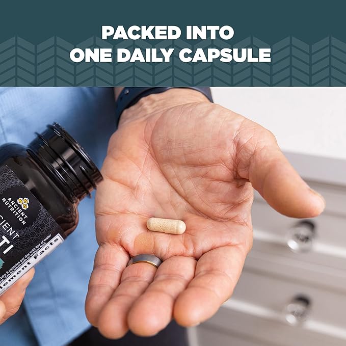 Ancient Nutrition Multivitamin for Men, Ancient Multi Men's Once Daily Vitamin Supplement 30 Ct, Vitamin A, Vitamin B and Vitamin K2, Fenugreek Seed, Supports Immune System, Paleo and Keto Friendly