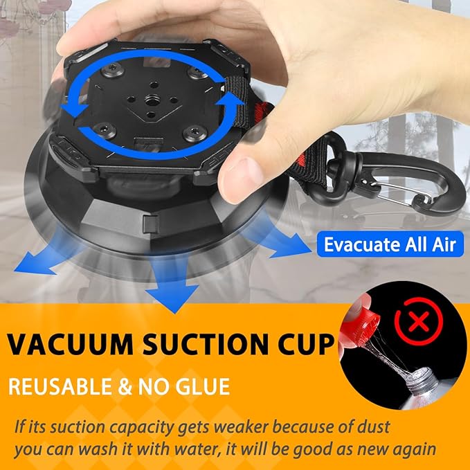 4PCS Upgrade Heavy Duty Rotating Vacuum Suction Cups Anchor Hooks With 4PCS Buckles ,Large Hook Suction Cup Hangers,Strong Suction Cup Hook for RV Awning Camping Outdoor,Window Suction Cups With Hook