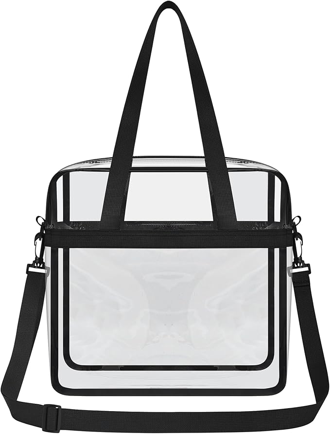USPECLARE Clear Tote Stadium Approved, Security Travel & Gym Clear Bag for Work Sports Games Concerts