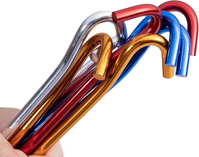 12 PCS Metal Tent Stakes Tent Pegs with Hook for Camping Ground Rug Party Tarp (7 Inch)