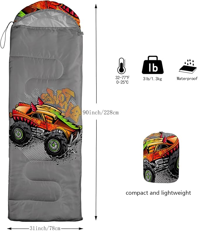 AILONEN Boys Sports Camping Sleeping Bags,Lightweight & Waterproof,3 Season Warm & Cool Weather,Black Player Basketball Sleeping Bags for Kids Adults,Travelling,Outdoors