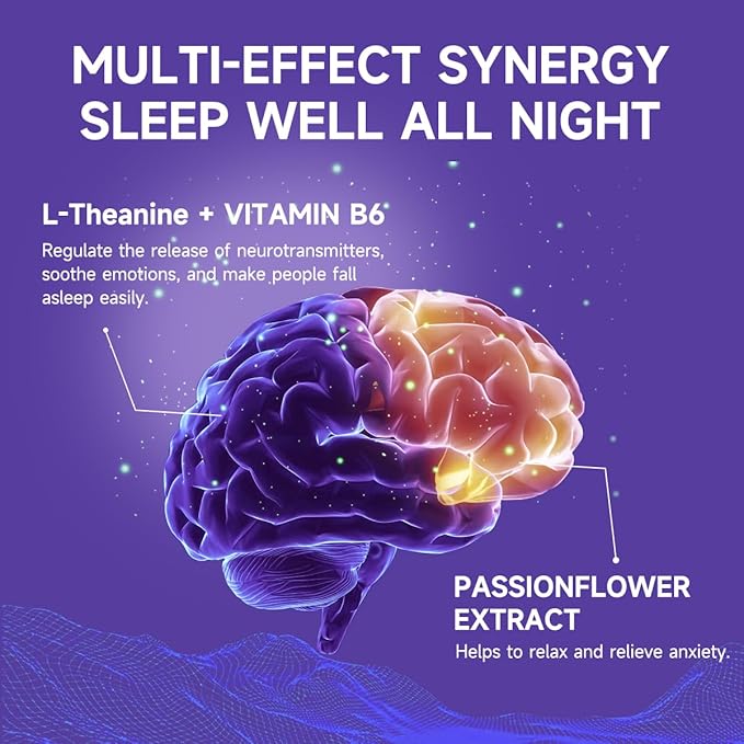 Non-Melatonin Sleep Aid Gummies - Fall Asleep Faster with L-Theanine, Magnesium & Herbal Blend, 60 Vegan Gummies for Adults, Reduces Nighttime Overthinking