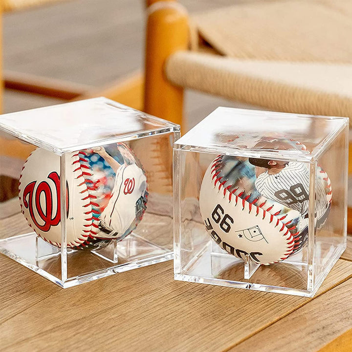 Baseball Display Case, UV Protected Acrylic Cube Baseball Holder Square Clear Box Memorabilia Display Storage Sports Official Baseball Autograph Display Case - Fits Official Size Ball(8 Pack