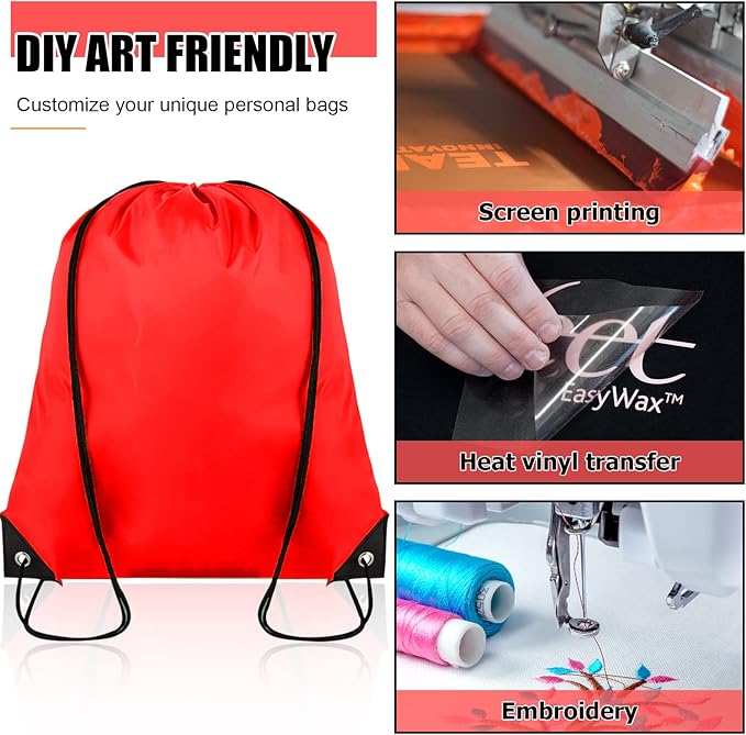 60 Pieces Drawstring Backpack Bulk Cinch Sackpack Ployster Drawstring Bags for Gym Party Trip(Red)