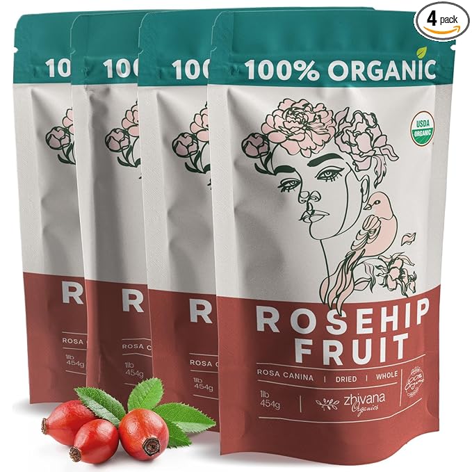 Rosehip Fruit Tea (Pack of 4) - Immune Support, Vitamin C from Food, Digestive Tea - For Kids & Adults - 4 LB