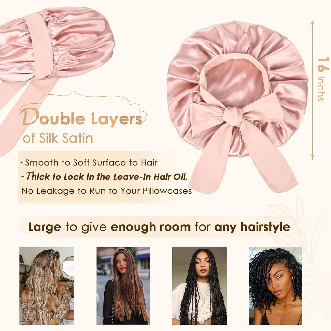 Silk Bonnet for Sleeping | Double Layer Satin Lined | Purple Hair Protection