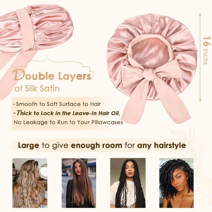 Silk Bonnet for Sleeping | Double Layer Satin Lined | Purple Hair Protection