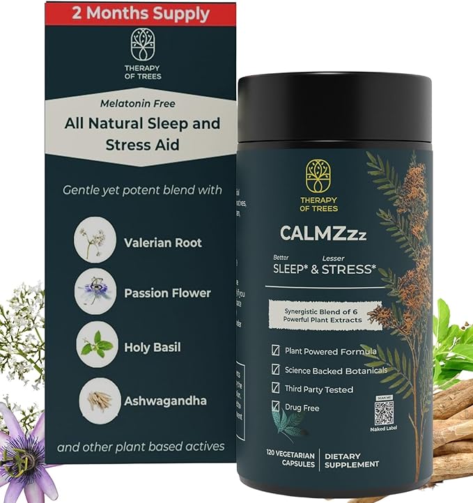 Valerian Root Sleep & Stress Support Blend – Herbal Supplement with 6 Natural Herbs for Relaxation, Calm, and Restful Sleep – Non-Habit Forming