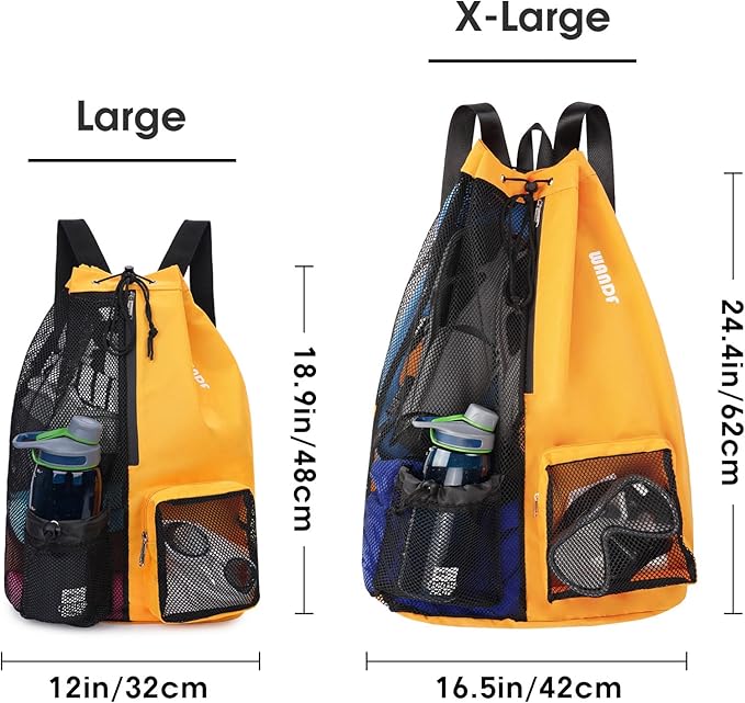 WANDF Swim Bag Mesh Drawstring Backpack with Wet Pocket for Swimming, Gym, and Workout Gear