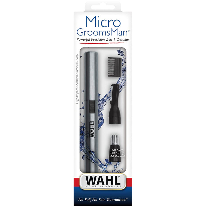 Wahl Micro Groomsman Trimmer | Battery-Powered, Rinseable Heads for Grooming