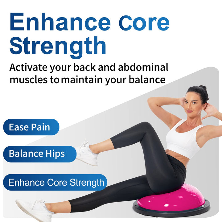 DrfzCa Balance Ball Trainer-Half Ball for Yoga with Resistance Band and Foot Pump, Improve Workout Half Balance Ball,Exercise Balance Ball for Stability Training and Home Gym