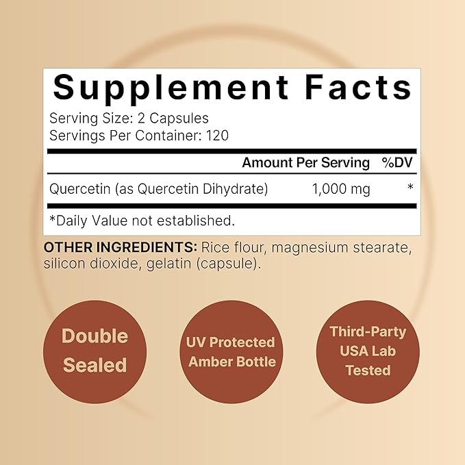 NatureBell Quercetin 1000mg Per Serving | 240 Capsules, Ultra Strength Quercetin Supplement | Bioflavonoids for Healthy Immune Support, Third Party Tested, Non-GMO & No Gluten