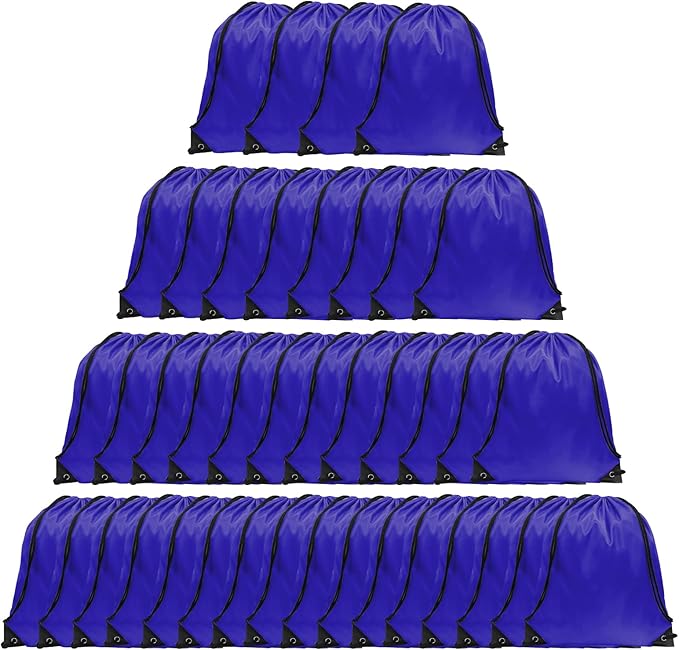 GoodtoU Drawstring Bags, Nylon Backpacks with Drawstring - Cinch Sack Gym Bags for Sport, Traveling, Team (Blue, 40Pcs)