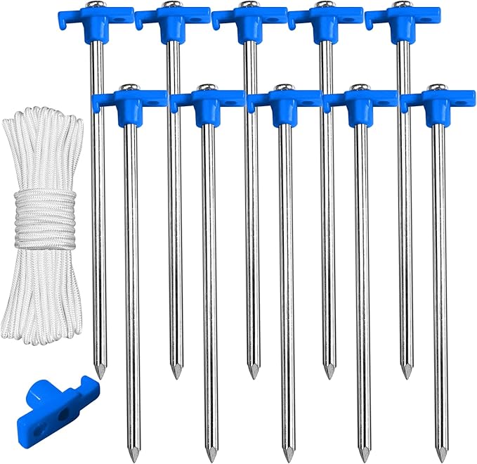 ABCCANOPY Tent Stakes 11" Camping Tent Stakes, 10pc-Pack (Blue)