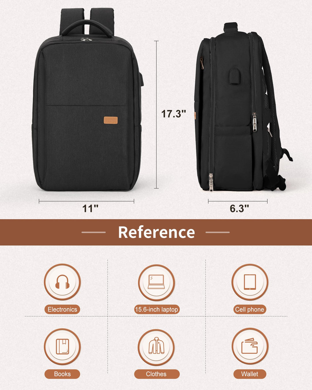 Black Laptop Travel Backpack For Women Men Airline Approved Carry On Bags For Airplanes Underseat Luggage Backpack For Traveling On Airplane Personal Item Travel Bag For Airlines Travel Essentials