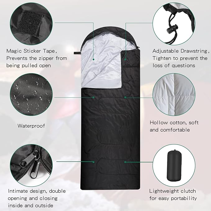 Tudomro 16 Pack Camping Sleeping Bags Bulk Adults Envelope 4 Season Cold Warm Weather Lightweight Waterproof Compact Backpacking Sleeping Bag for Travel Hiking