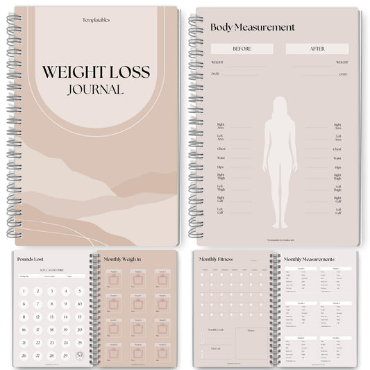 12 Month Weight Loss Journal | Pounds Lost & Body Measurements Tracker - A5 (Lux)