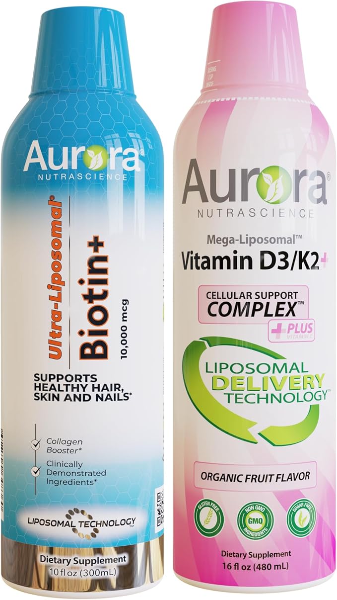 Aurora Nutrascience Mega-Liposomal Vitamin D3/K2 & Ultra Liposomal Biotin Bundle