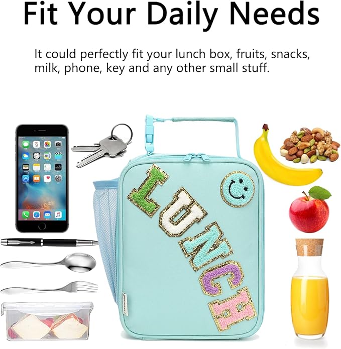 Insulated Lunch Bag for Women Girl Teen large Insulated Kid Lunch Bag,Large Reusable Cute Cooler Bag for School Work Picnic,Baby Green